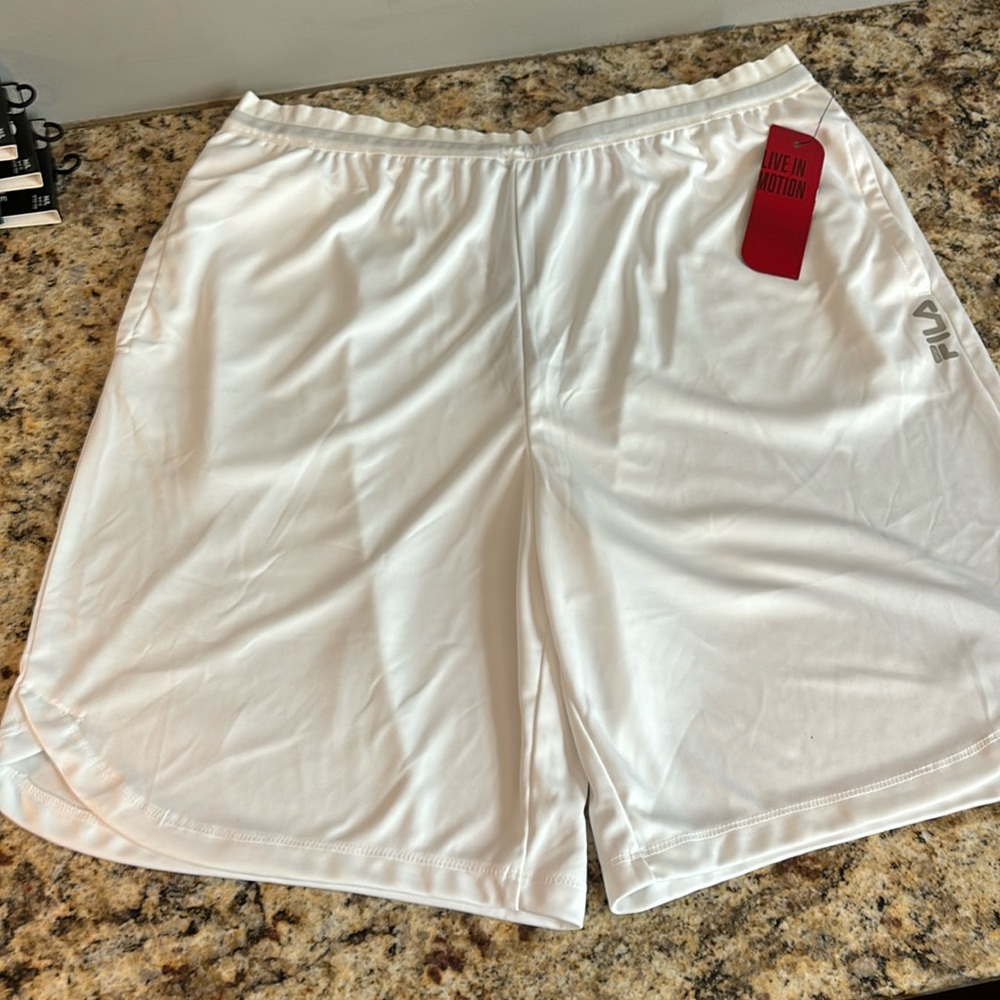 NWT Fila Live in Nation TruDry Drawstring/Elastic Shorts White XL